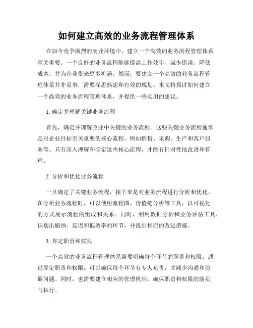 如何建立高效的业务流程管理体系