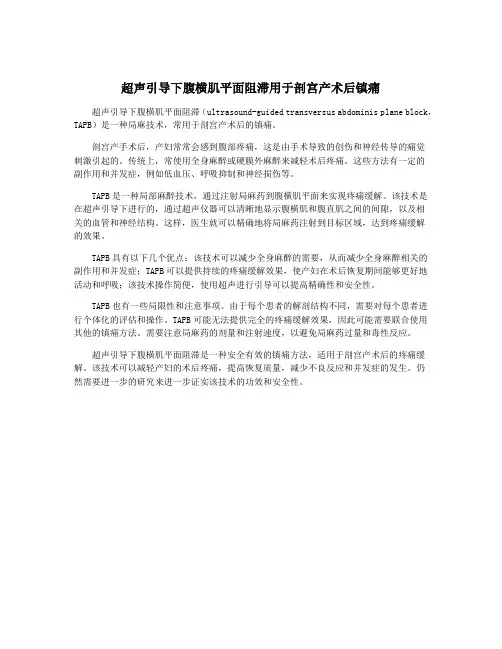 超声引导下腹横肌平面阻滞用于剖宫产术后镇痛