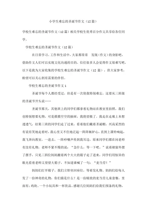 小学生难忘的圣诞节作文(精选12篇)