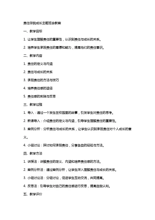 责任伴我成长主题班会教案