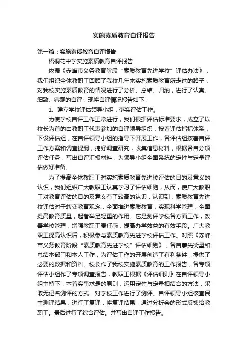 实施素质教育自评报告