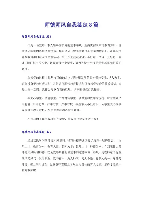 师德师风自我鉴定8篇