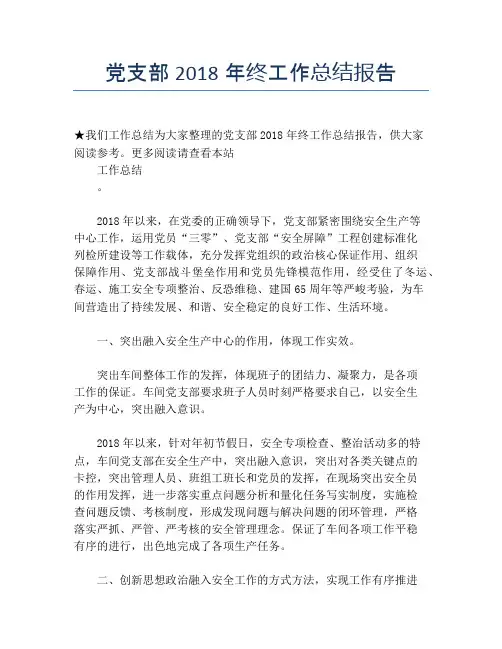 党支部2018年终工作总结报告【培训工作总结】