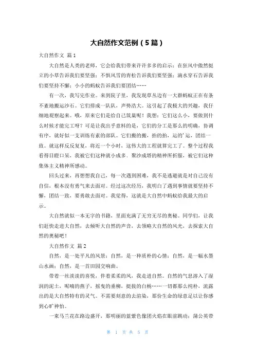 大自然作文范例(5篇)