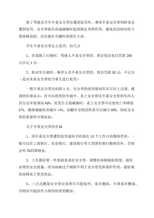 不系安全带扣几分罚多少钱(2023年新交规处罚标准)
