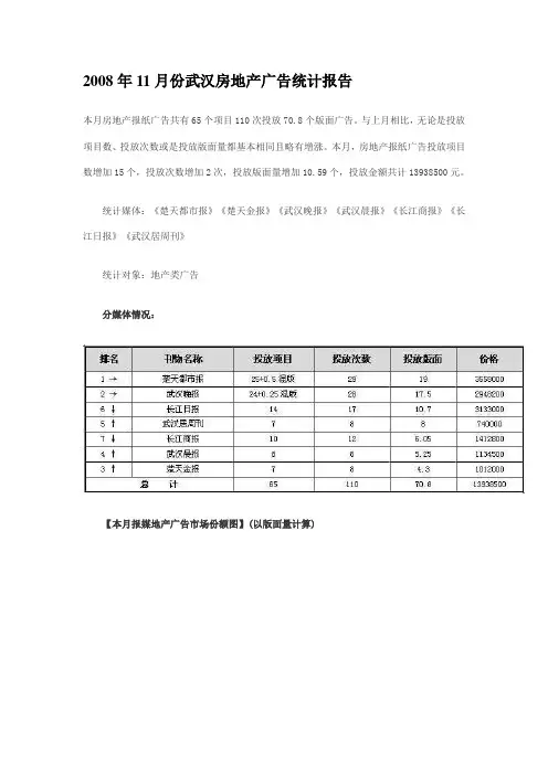11月份武汉房地产广告统计报告