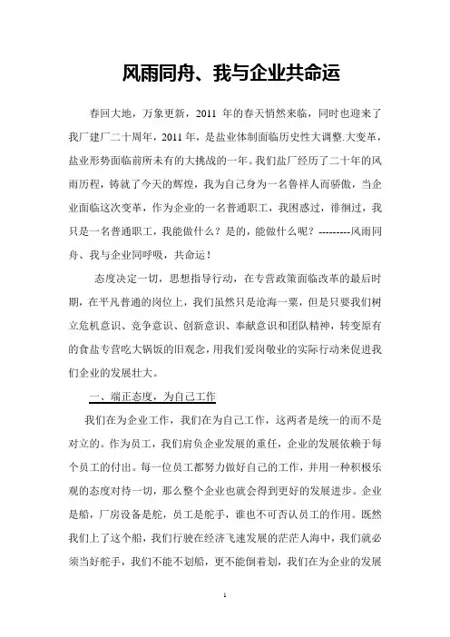 风雨同舟、我与企业共命运(马衍祯)