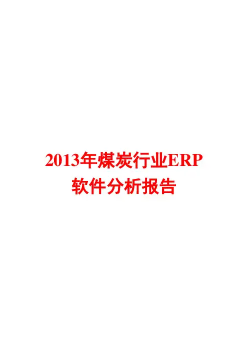 2013年煤炭行业ERP软件分析报告