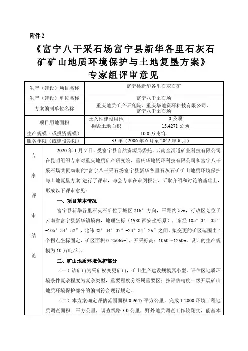 专家组评审意见