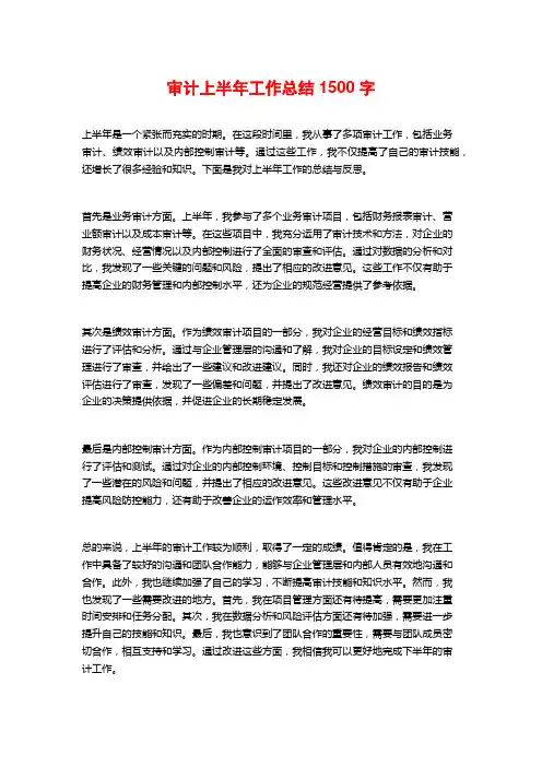 审计上半年工作总结