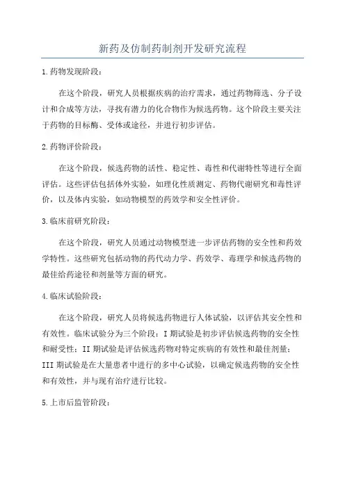 新药及仿制药制剂开发研究流程