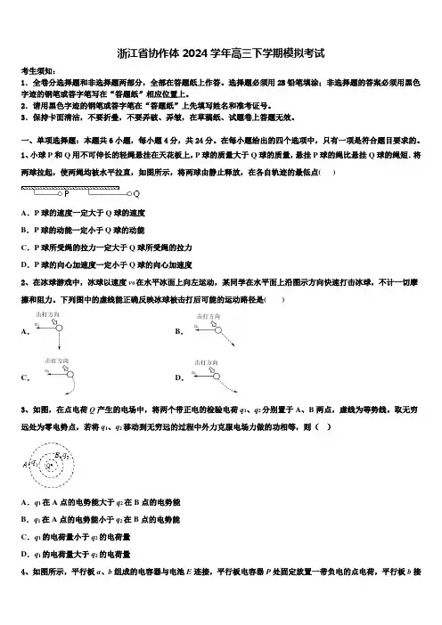 浙江省协作体2024学年高三下学期模拟考试