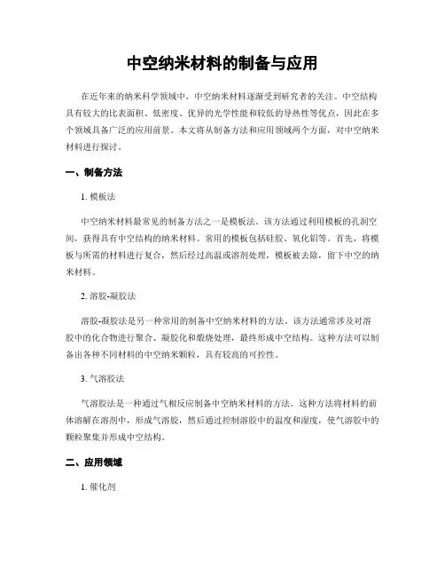 中空纳米材料的制备与应用