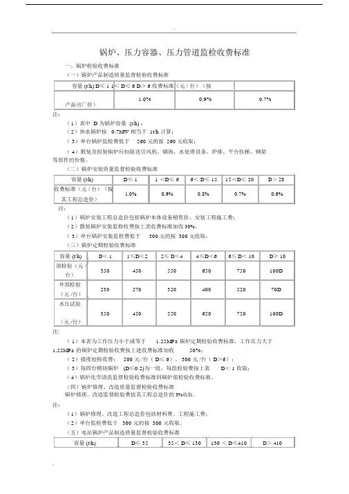 压力管道和容器监检收费标准.docx