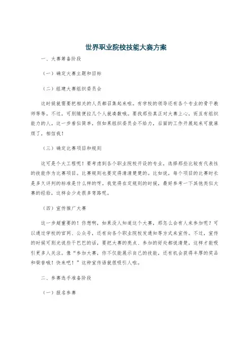 世界职业院校技能大赛方案