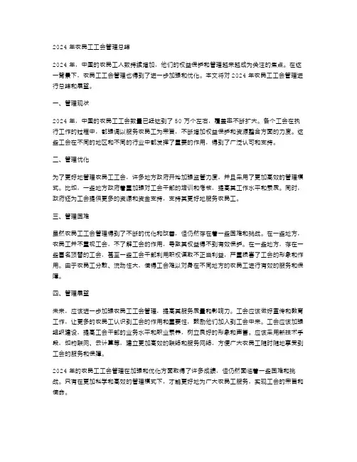 2024年农民工工会管理总结范文