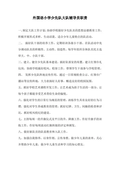 外国语小学大队辅导员常规工作流程