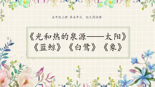 五年级上册语文-第五单元组文阅读课《蓝鲸》等人教部编版(16张ppt)公开课课件