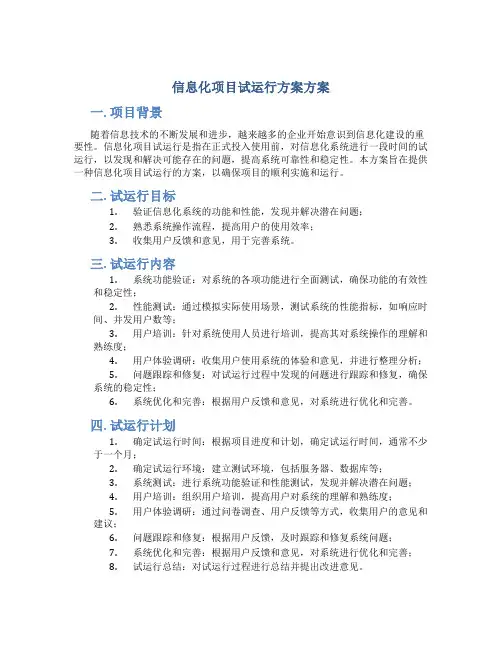 信息化项目试运行方案方案
