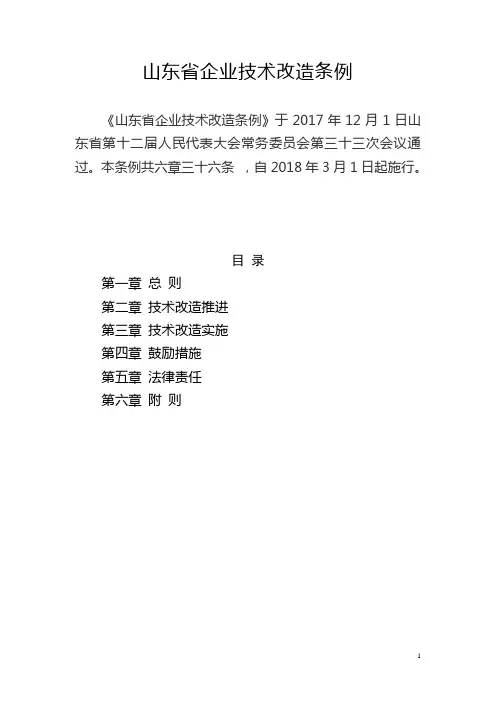 山东企业技术改造条例