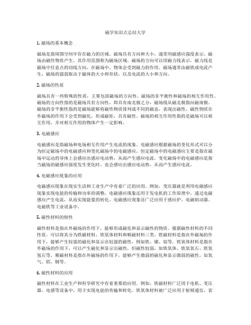 磁学知识点总结大学