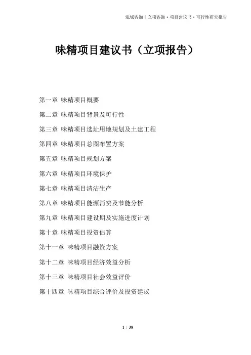味精项目建议书(立项报告)