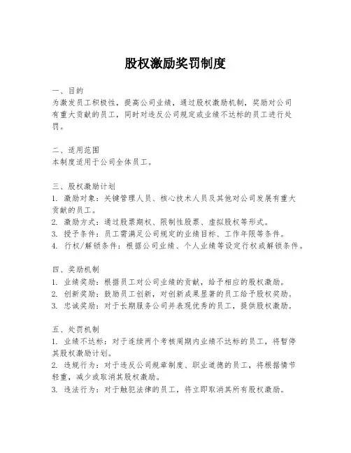 股权激励奖罚制度