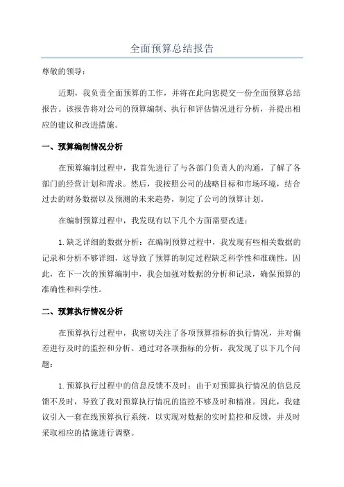 全面预算总结报告
