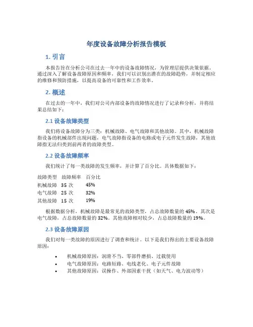 年度设备故障分析报告模板
