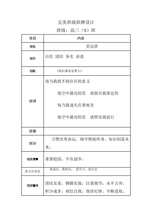 班级班牌、班徽设计