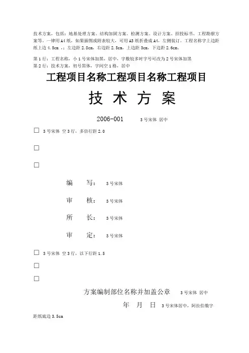 技术方案格式附说明