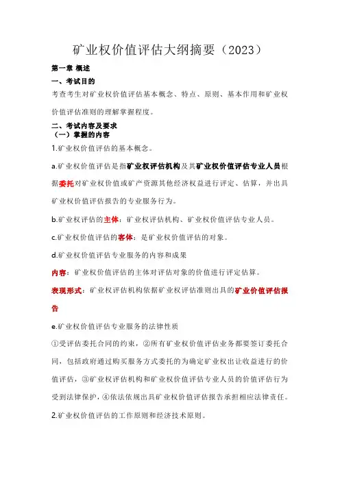 矿业权价值评估大纲(2023)第1-3章