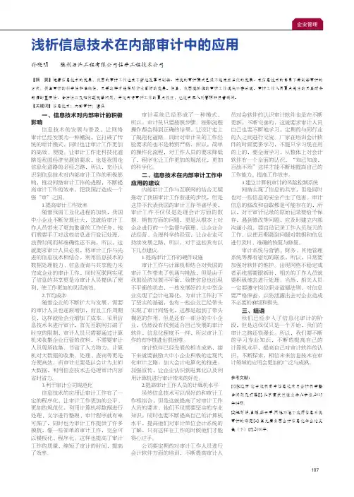 浅析信息技术在内部审计中的应用