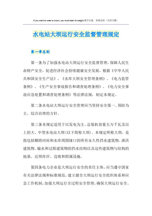 水电站大坝运行安全监督管理规定