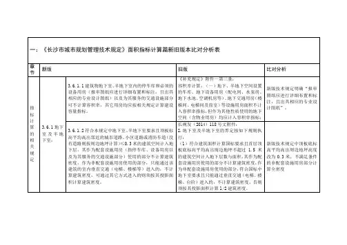 《长沙市城市规划管理技术规定》面积指标计算篇新旧版本比对分析精选 