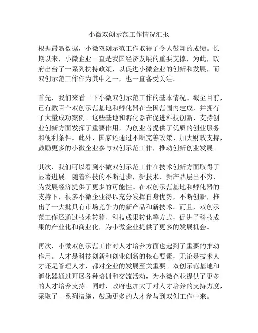 小微双创示范工作情况汇报