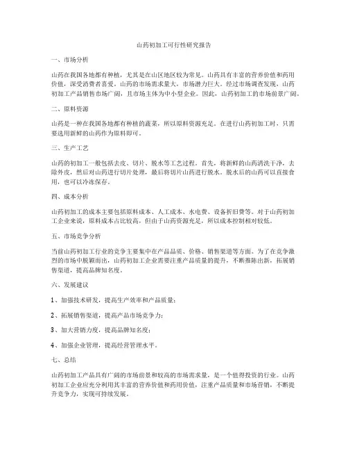 山药初加工可行性研究报告