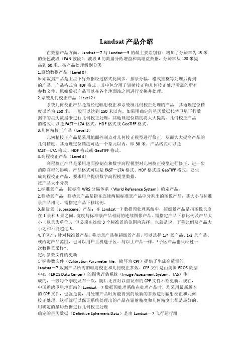 Landsat产品介绍