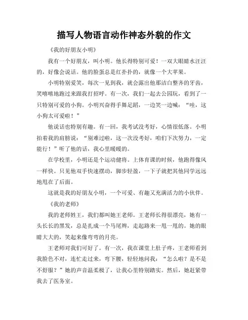 描写人物语言动作神态外貌的作文