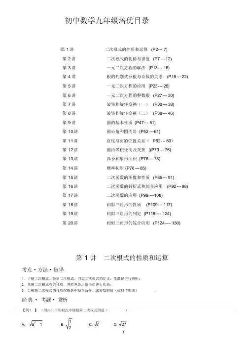 初中数学九年级培优教程整理(全)