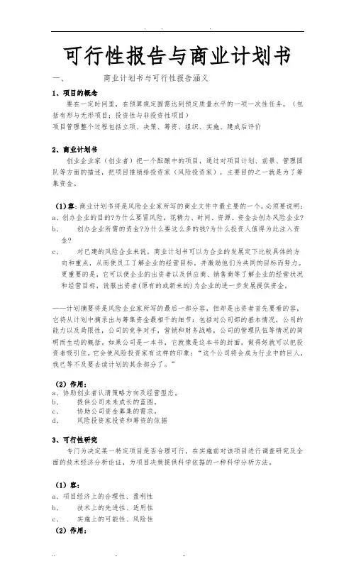 可行性实施报告与商业计划书