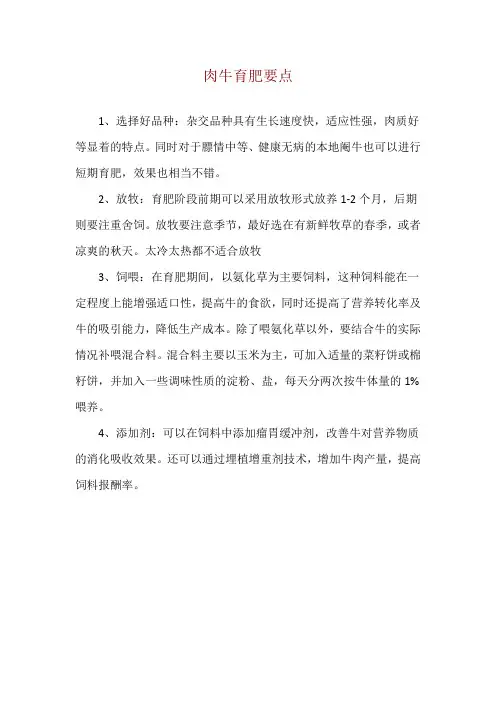肉牛育肥要点