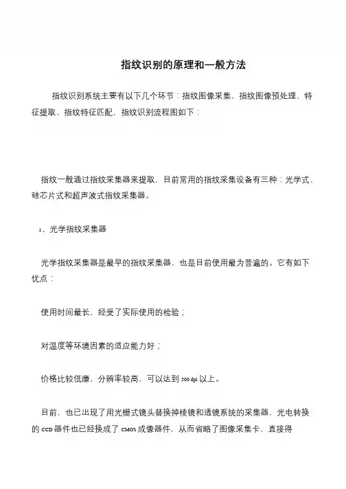 指纹识别的原理和一般方法