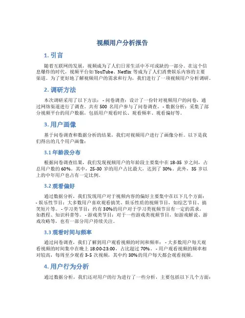 视频用户分析报告