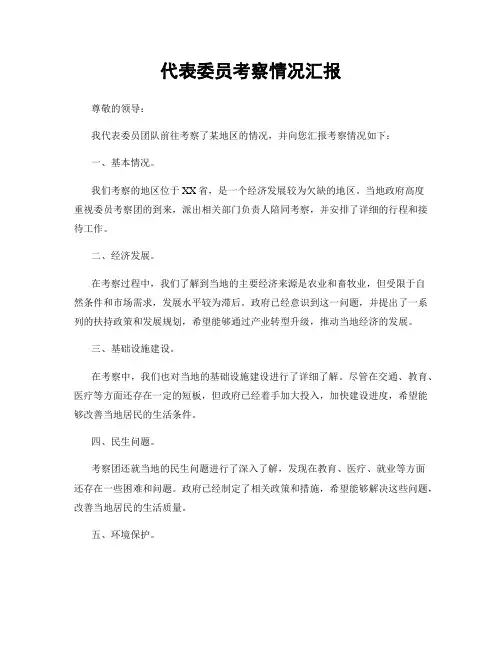 代表委员考察情况汇报