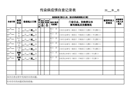 传染病自查记录表