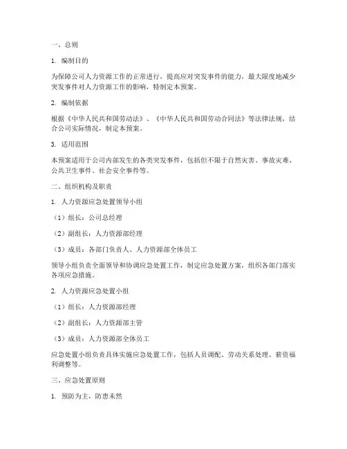 人力资源应急处置预案