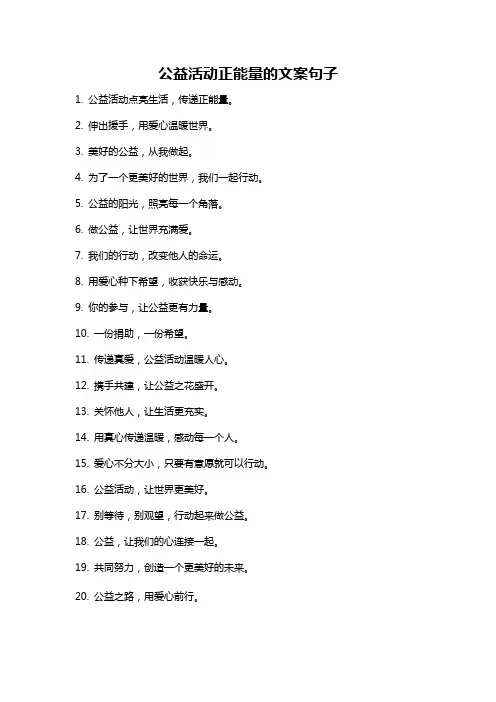 公益活动正能量的文案句子