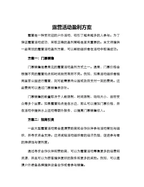 露营活动盈利方案