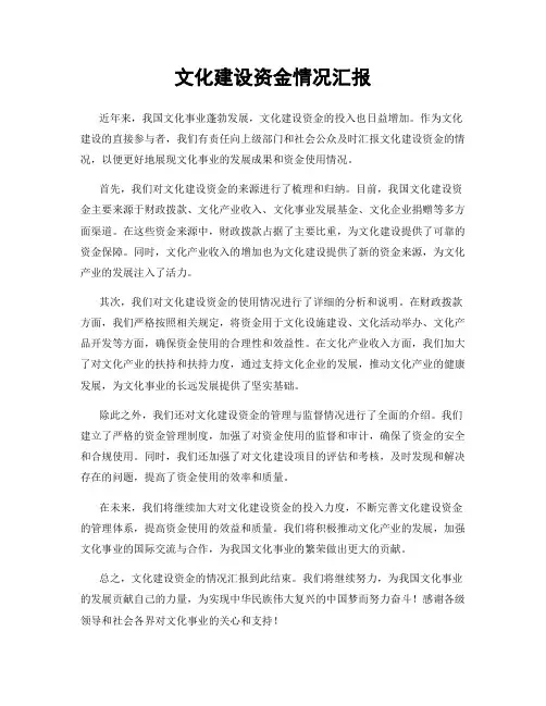 文化建设资金情况汇报